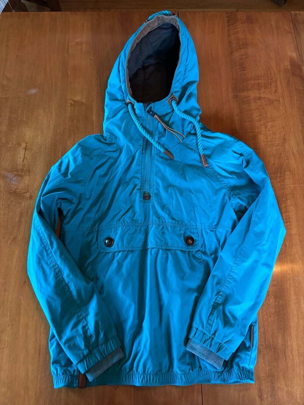 Naketano Blue Anorak Jacket 1/2 Zip Hooded Pullover Size S